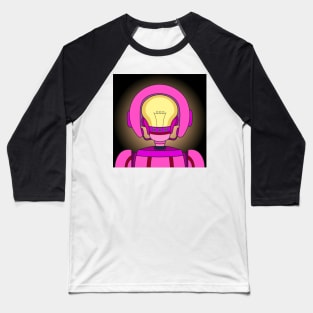 AI female pink robot with a yellow light bulb inside a head. Modern technology and futuristic concept. Baseball T-Shirt